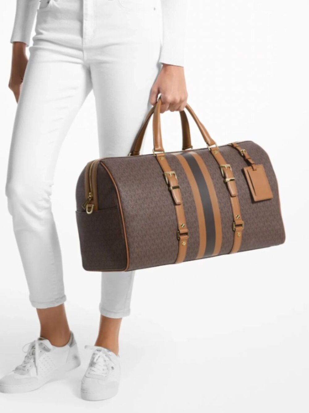 Michael Kors Bedford Travel Extra-Large Signature Logo Stripe Weekender Bag